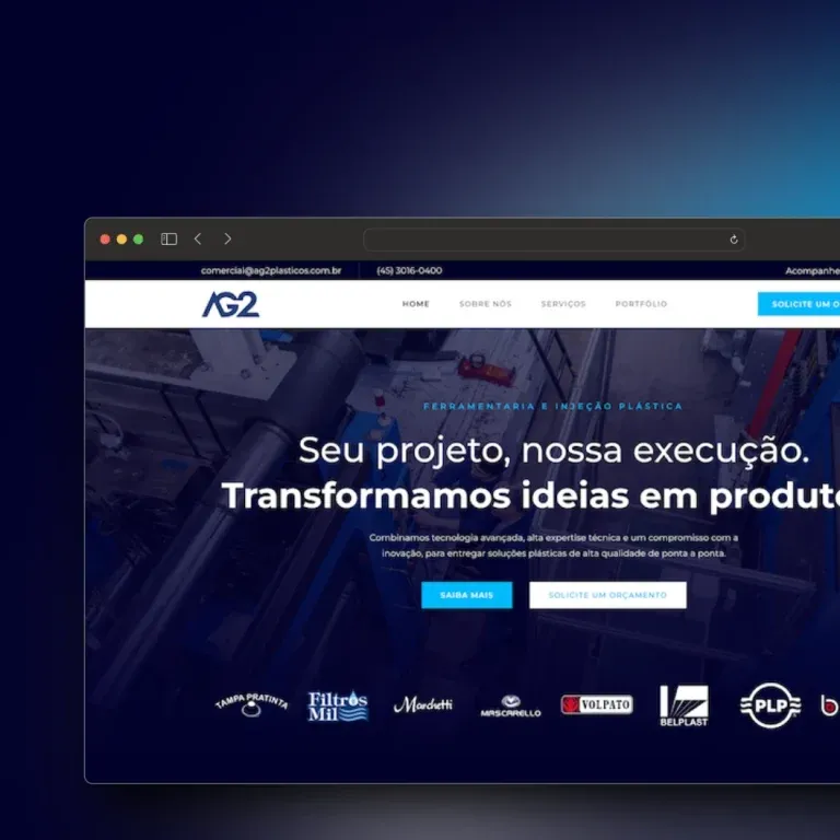 Print do institucional AG2 Plásticos - engenharia