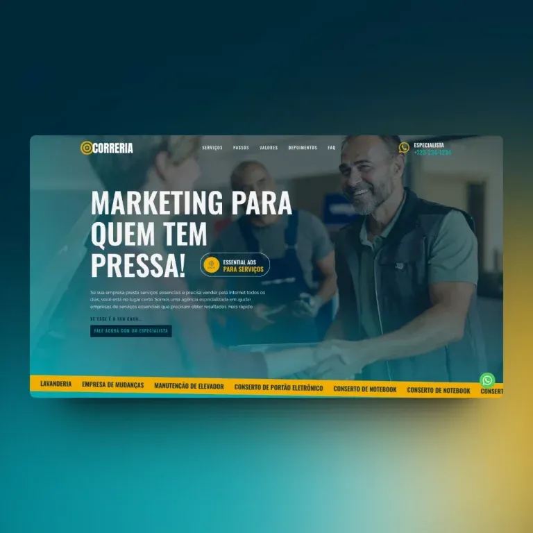 Print do landing page Agência Correria - marketing