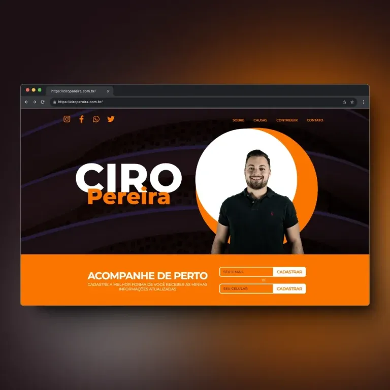 Print do landing page Ciro Pereira - política