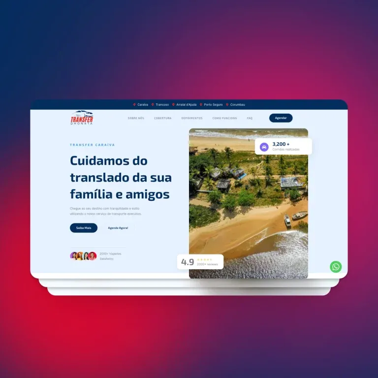 Print do landing page Dhonata Transfer - serviços