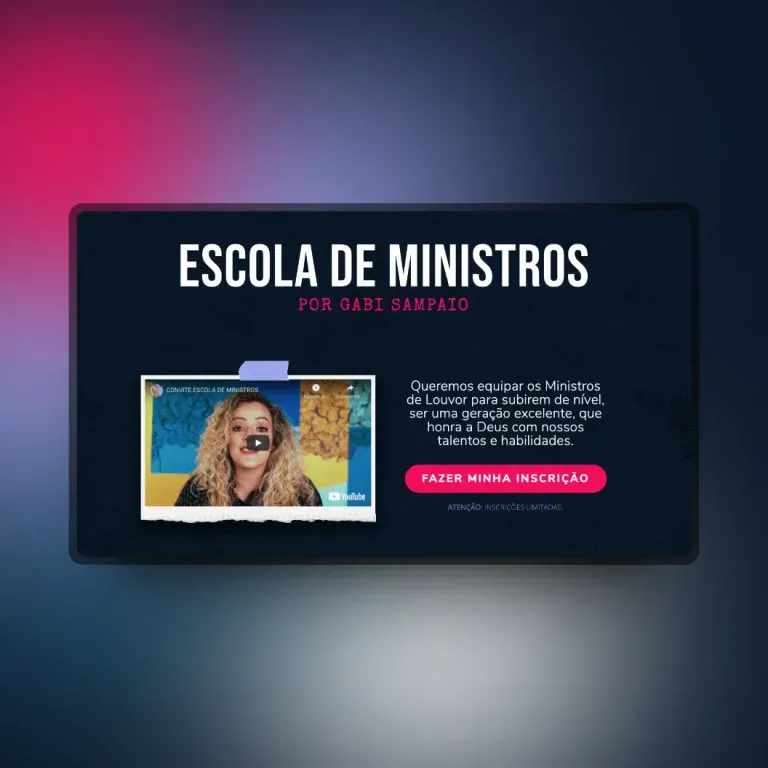 Print do landing page Escola de Ministros - cursos