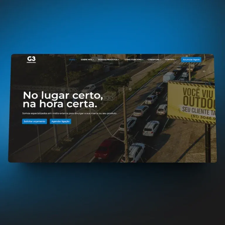 Print do institucional G3 Propaganda - marketing