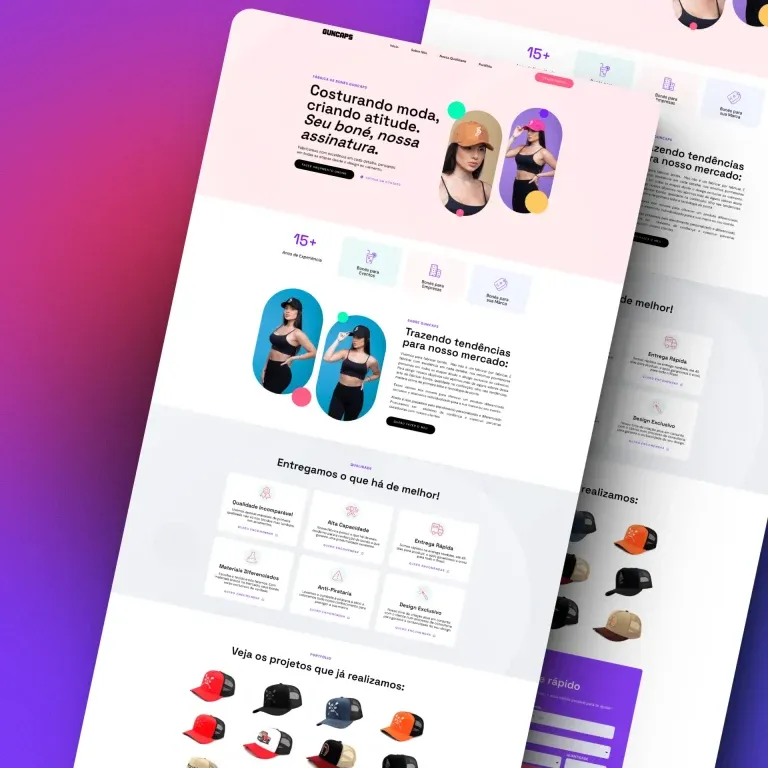 Print do landing page GunCaps - moda