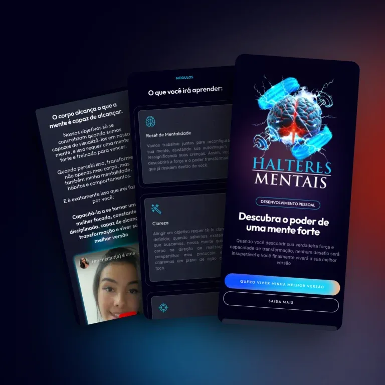 Print do landing page Halteres Mentais - cursos