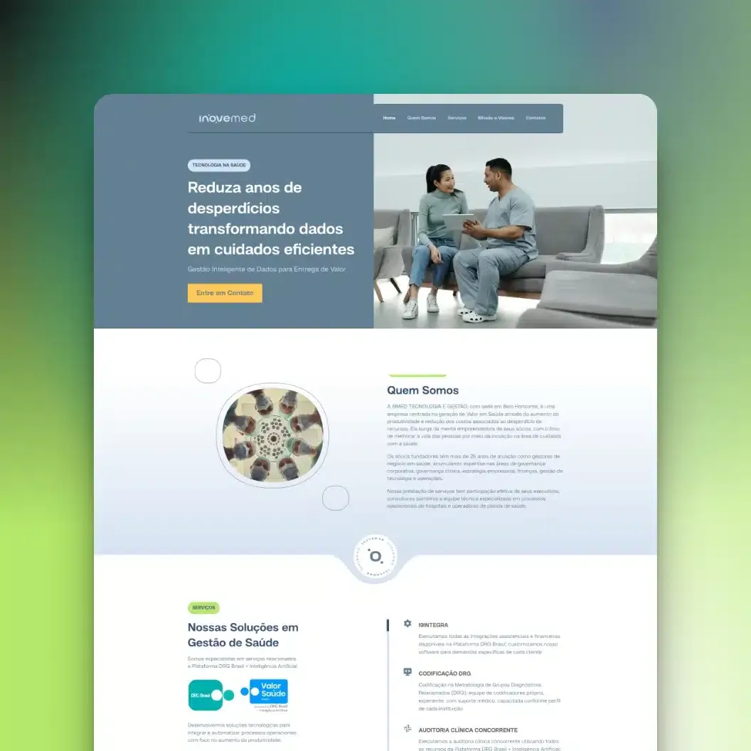 landing page para tecnologia em saude - i9MED