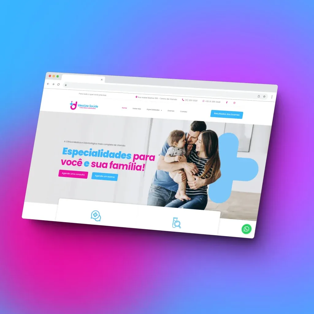 site institucional para clínica de saúde idealize saúde viamão