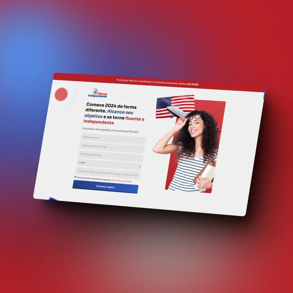 landing page para escola de idiomas - Idioma Independente