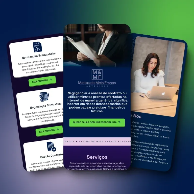 Print do landing page Mattos de Melo - advocacia