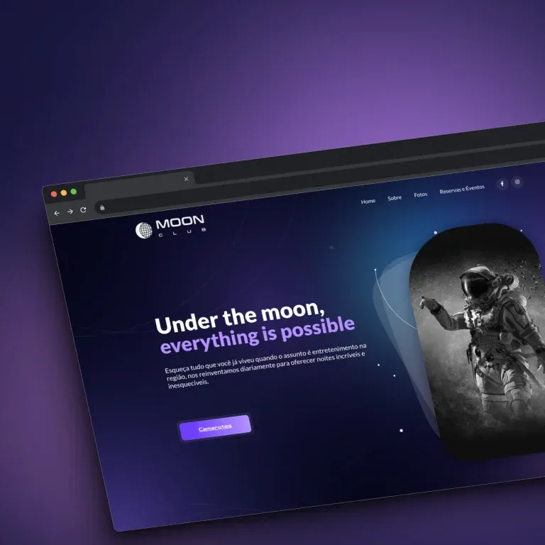 Print do landing page Moon Club - serviços