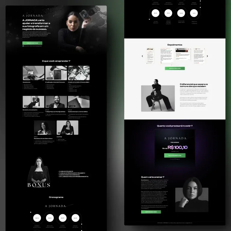 Print do landing page Nicole Medeiros - cursos