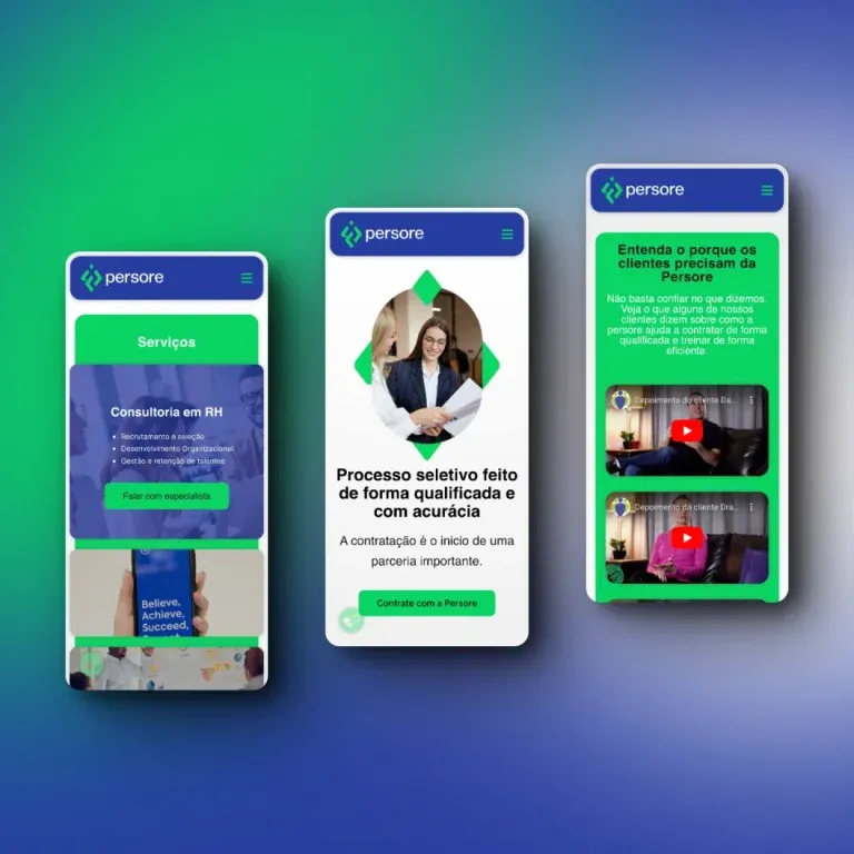 Print do landing page Persore - serviços