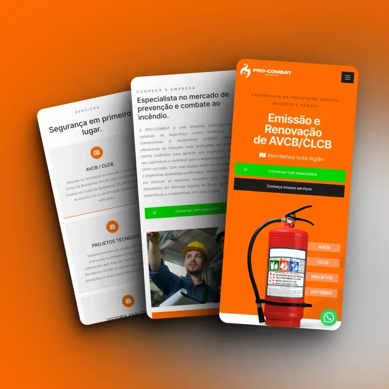 Print do landing page PRO-COMBAT - serviços