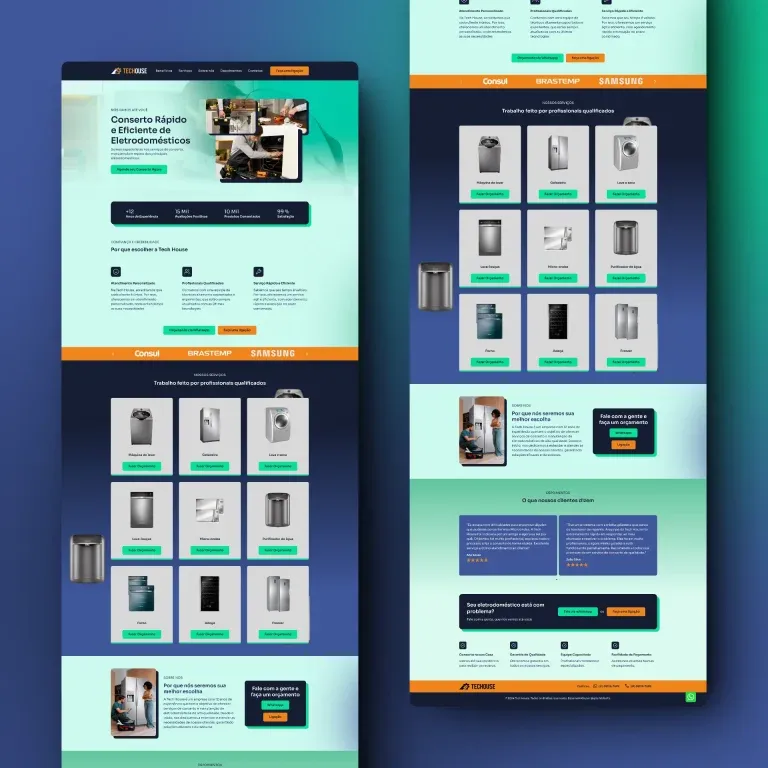 Print do landing page Tech House - serviços