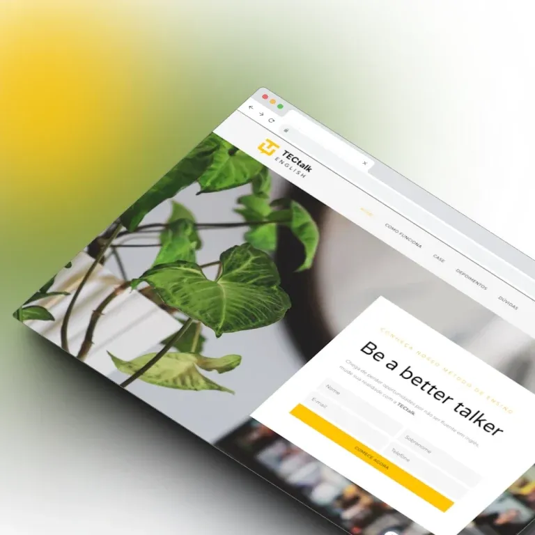 Print do landing page TECTalk English - educação