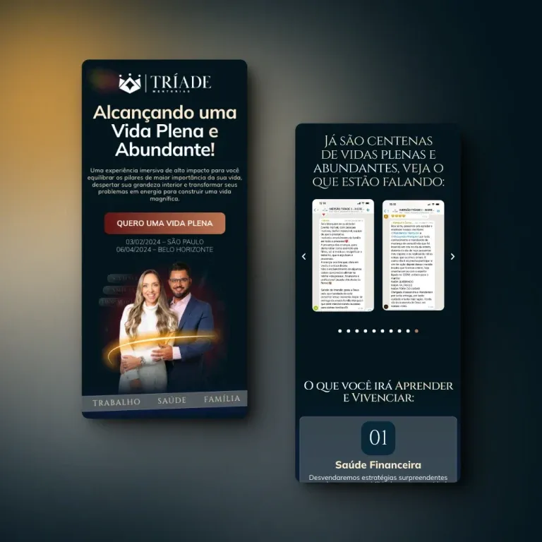 Print do landing page Tríade Mentorias - cursos