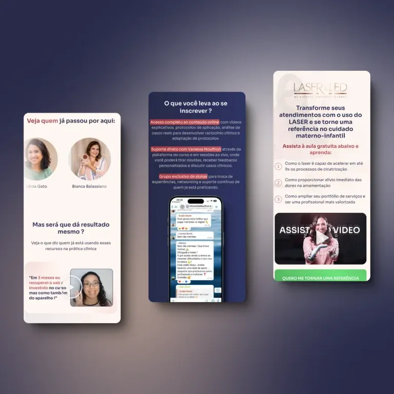 Print do landing page Vanessa Mouffron - área da saúde
