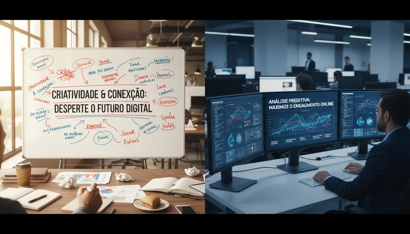 Comparação entre headline manual e título gerado por IA em agência digital.