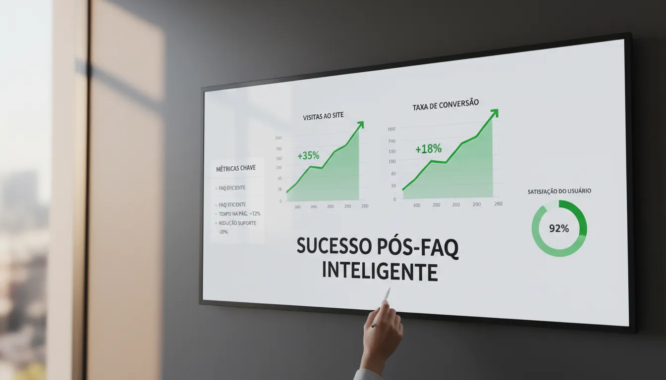 Painel digital exibe melhora em resultados após otimização do FAQ em site de serviços