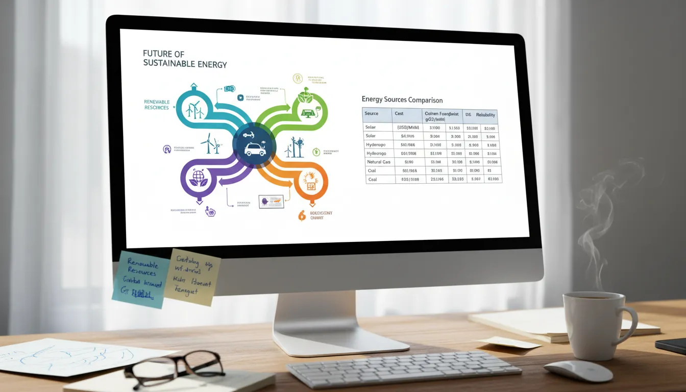Infográfico interativo e tabela comparativa em tela, destacando recursos visuais em conteúdo digital.