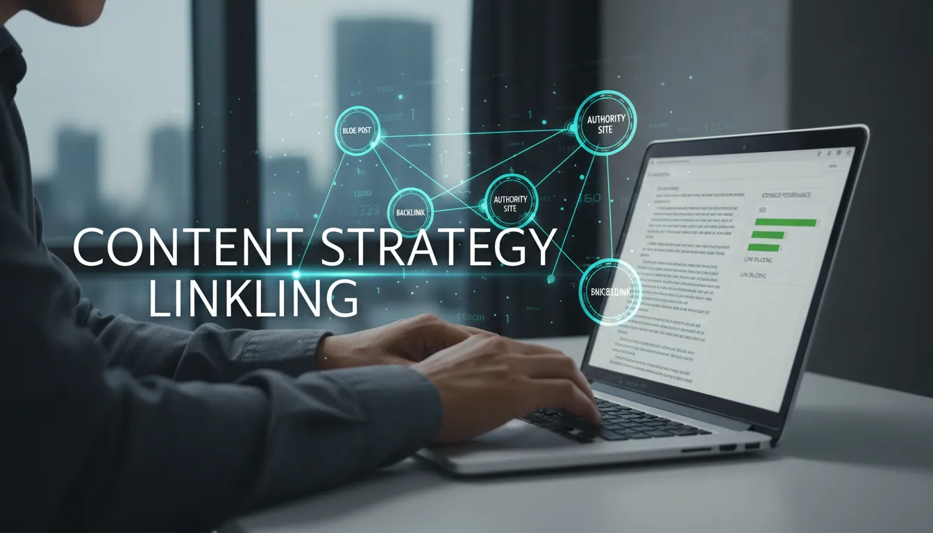 Profissional cria artigo estratégico com foco em palavras-chave e link building em ambiente digital.
