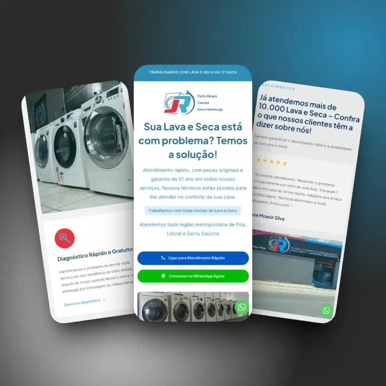 Print do landing page JR Assistência - serviços