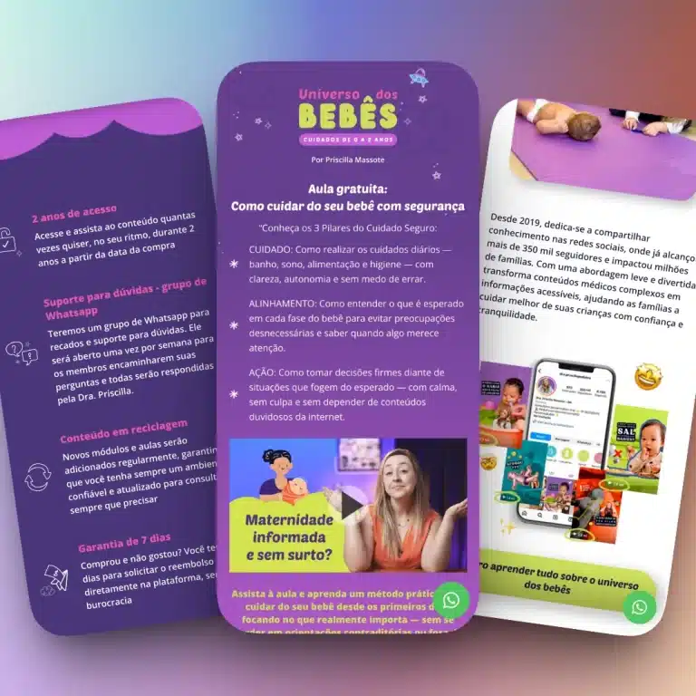 Print do landing page Universo dos Bebês - cursos